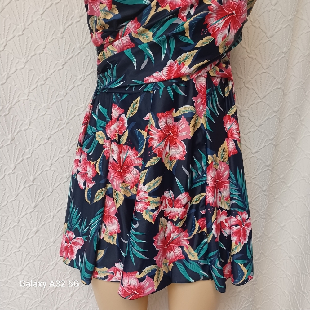 Cocopear Size XL Floral Woman Swim Dress - Pink and Blue - Picture 3 of 14
